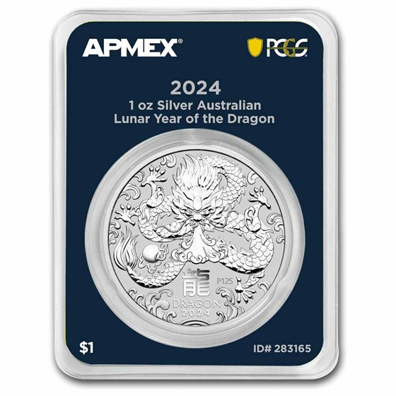 2024 AUS 1 oz Silver Lunar Dragon BU SIII (MD® Premier+PCGS)