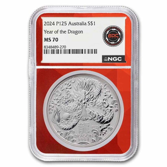 2024 AUS 1 oz Silver Lunar Dragon MS-70 NGC