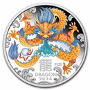 2024 AUS 1 oz Silver Lunar Dragon Proof Colorized (w/Box & COA)