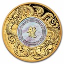 2024 AUS 2 oz Gold Double Dragon with Mother of Pearl PF (Box)