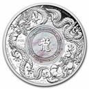 2024 AUS 2 oz Silver Double Dragon with Mother of Pearl PF (Box)