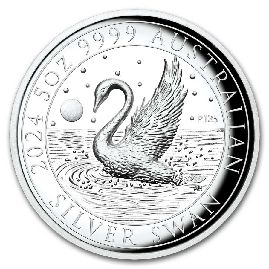 2024 AUS 5 oz Silver Swan Proof COA #10 (High Relief w/Box & COA)