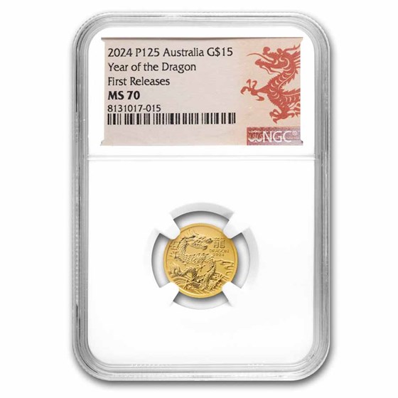 2024 Australia 1/10 oz Gold Lunar Dragon MS-70 NGC FR
