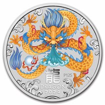 オーストラリア 2024 干支 ブルードラゴン 銀貨 BU 2024-australia-1-2-oz-silver-