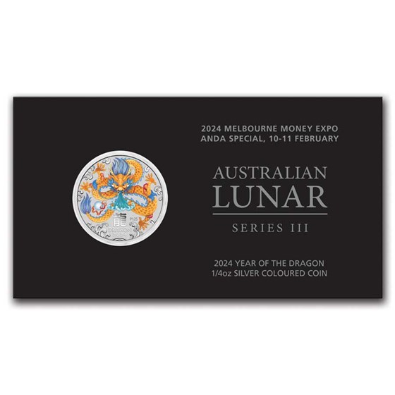 2024 Australia 1/4 oz Silver Lunar Dragon BU Colorized (In Card) 2024 Australia 1/4 oz Silver Lunar Dragon BU Colorized (In Card)