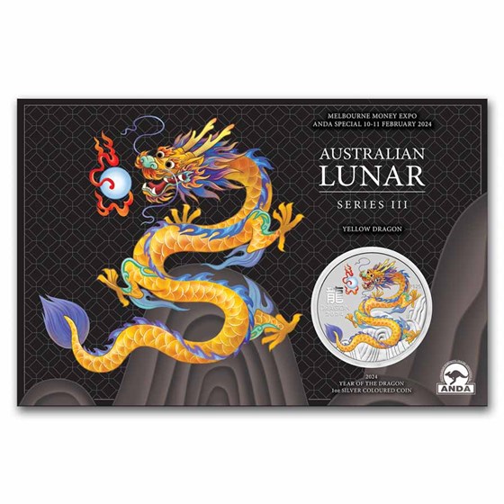 2024 Australia 1/4 oz Silver Lunar Dragon BU Colorized (In Card) 2024 Australia 1/4 oz Silver Lunar Dragon BU Colorized (In Card)