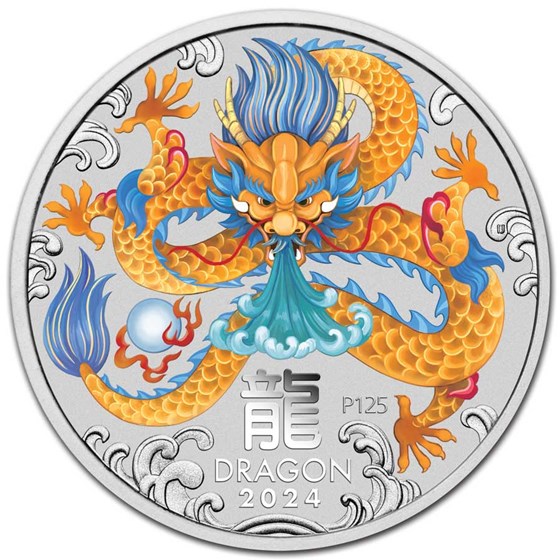 2024 Australia 1/4 oz Silver Lunar Dragon BU (Colorized)