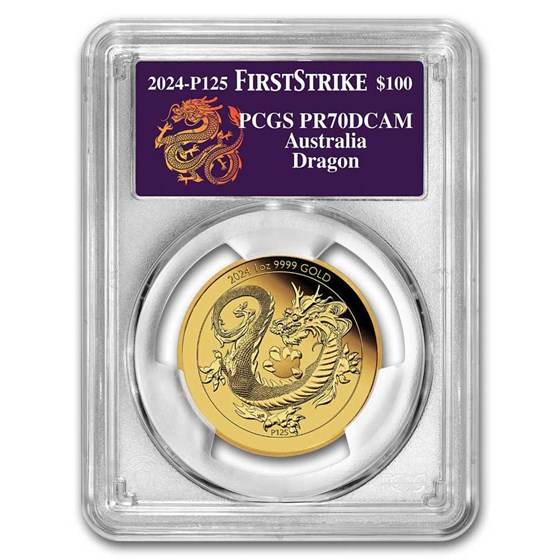 2024 Australia 1 oz Gold Dragon PR-70 PCGS (FS) 2024 Australia 1 oz Gold Dragon PR-70 PCGS (FS)