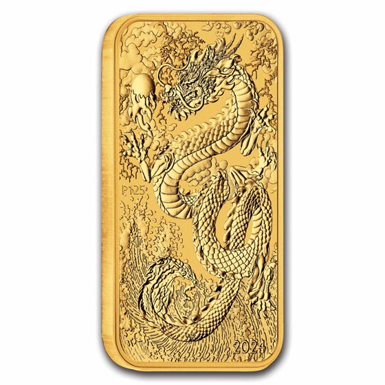 2024 Australia 1 oz Gold Dragon Rectangular Coin BU
