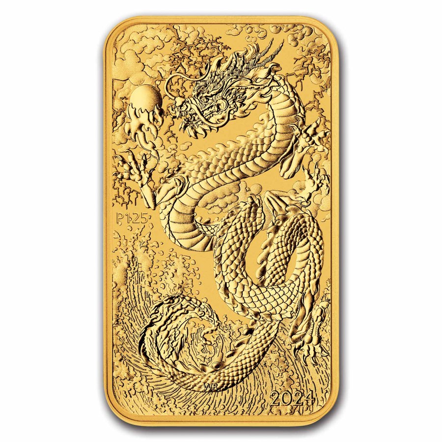Rectangular Dragon 2024 Australia 1 oz Gold Dragon Rectangular Coin BU