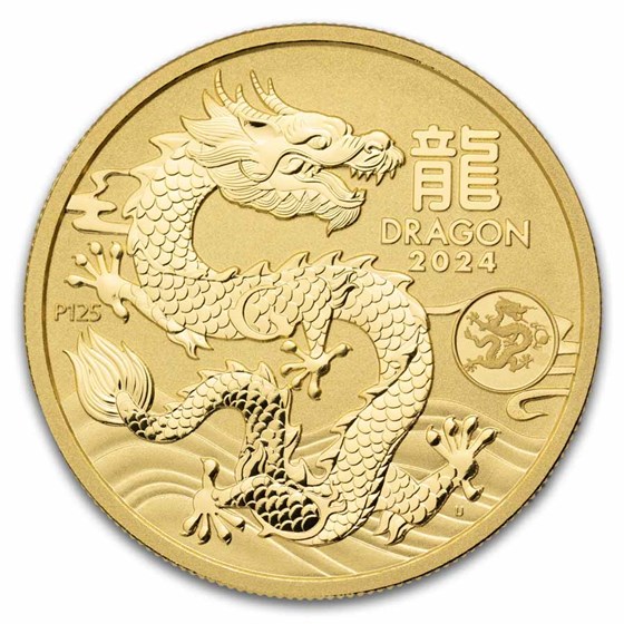 2024 Australia 1 oz Gold Lunar Dragon BU Dragon Privy