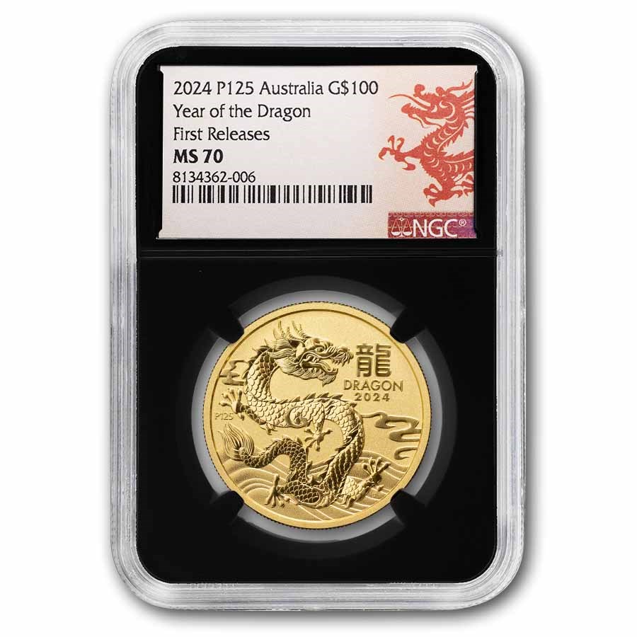 2024 Australia 1 oz Gold Lunar Dragon MS-70 NGC (First Release)