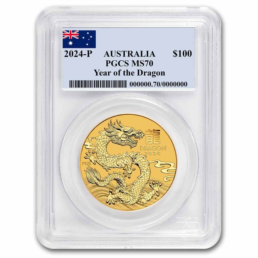 2024 Australia 1 oz Gold Lunar Dragon MS-70 PCGS