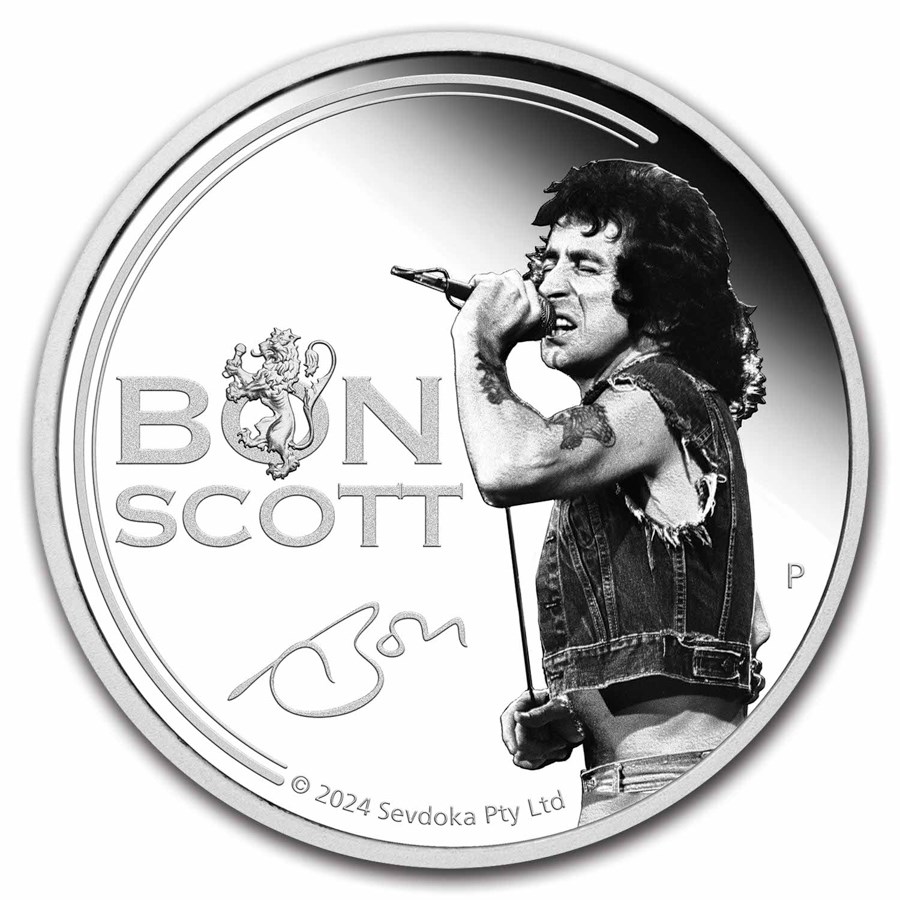 2024 Australia 1 oz Silver Colorized AC/DC Bon Scott Proof
