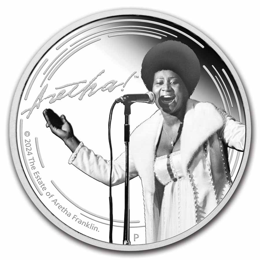 2024 Australia 1 oz Silver Colorized Aretha Franklin Proof