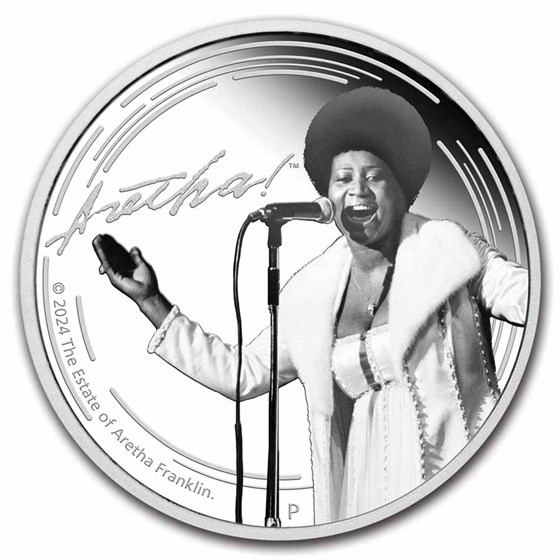 2024 Australia 1 oz Silver Colorized Aretha Franklin Proof 2024 Australia 1 oz Silver Colorized Aretha Franklin Proof