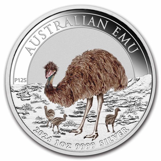 2024 Australia 1 oz Silver Colorized Emu BU 2024 Australia 1 oz Silver Colorized Emu BU