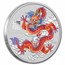 2024 Australia 1 oz Silver Lunar Colorized Red Dragon in Card