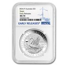 2024 Australia 1 oz Silver Swan MS-70 NGC (ER)