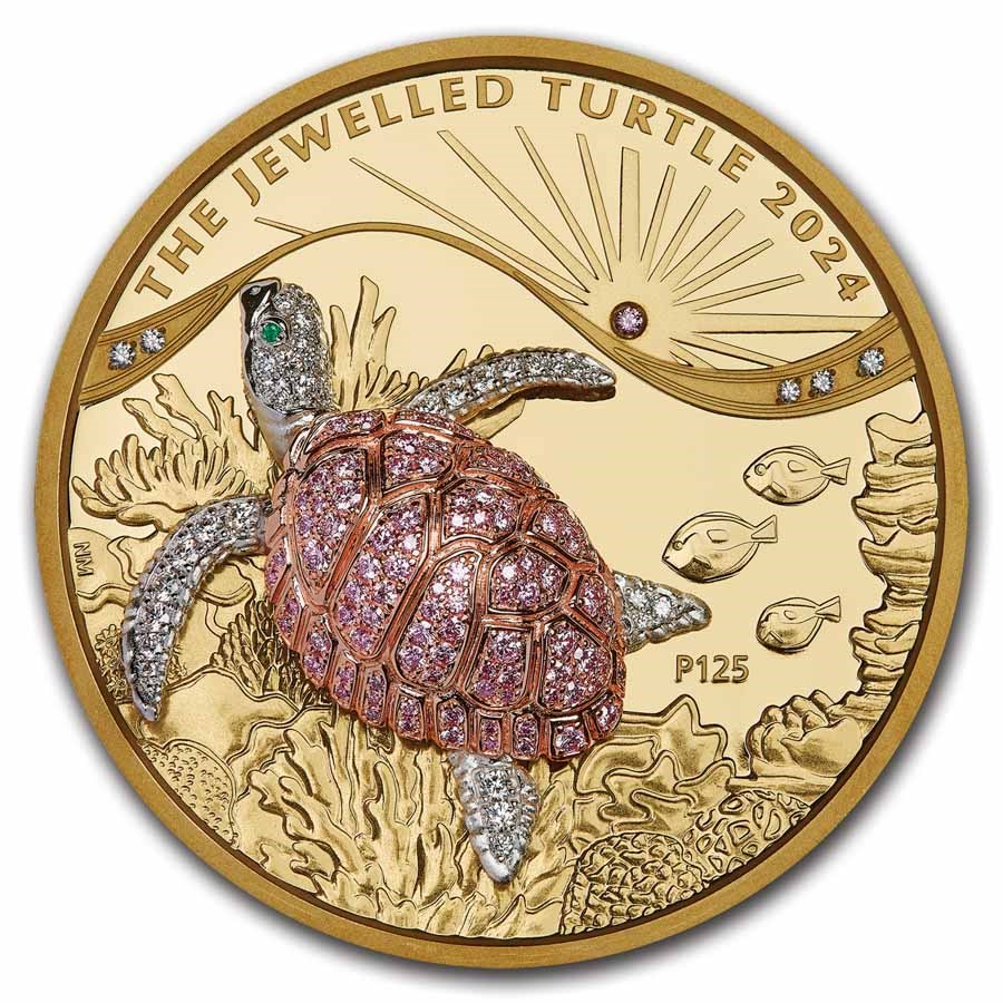 2024 Australia 10 oz Gold Jewelled Turtle Proof (Box)