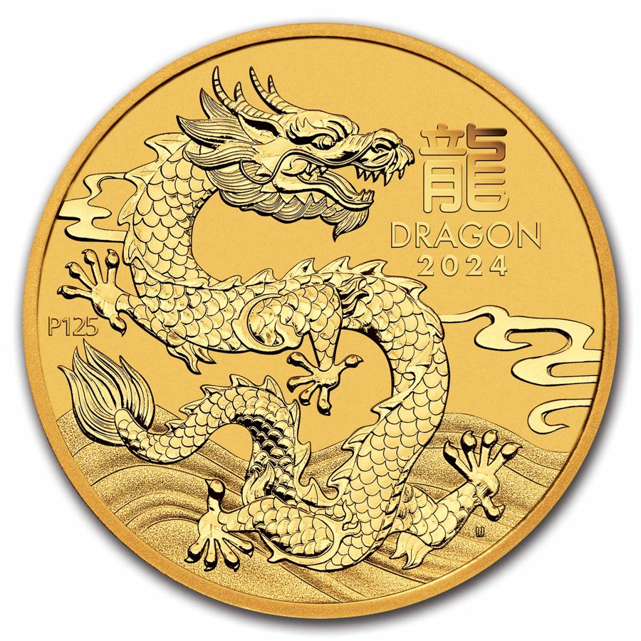2024 Australia 2 oz Gold Lunar Dragon BU (Series III)