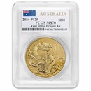 2024 Australia 2 oz Gold Lunar Dragon MS-70 PCGS (Flag Label)