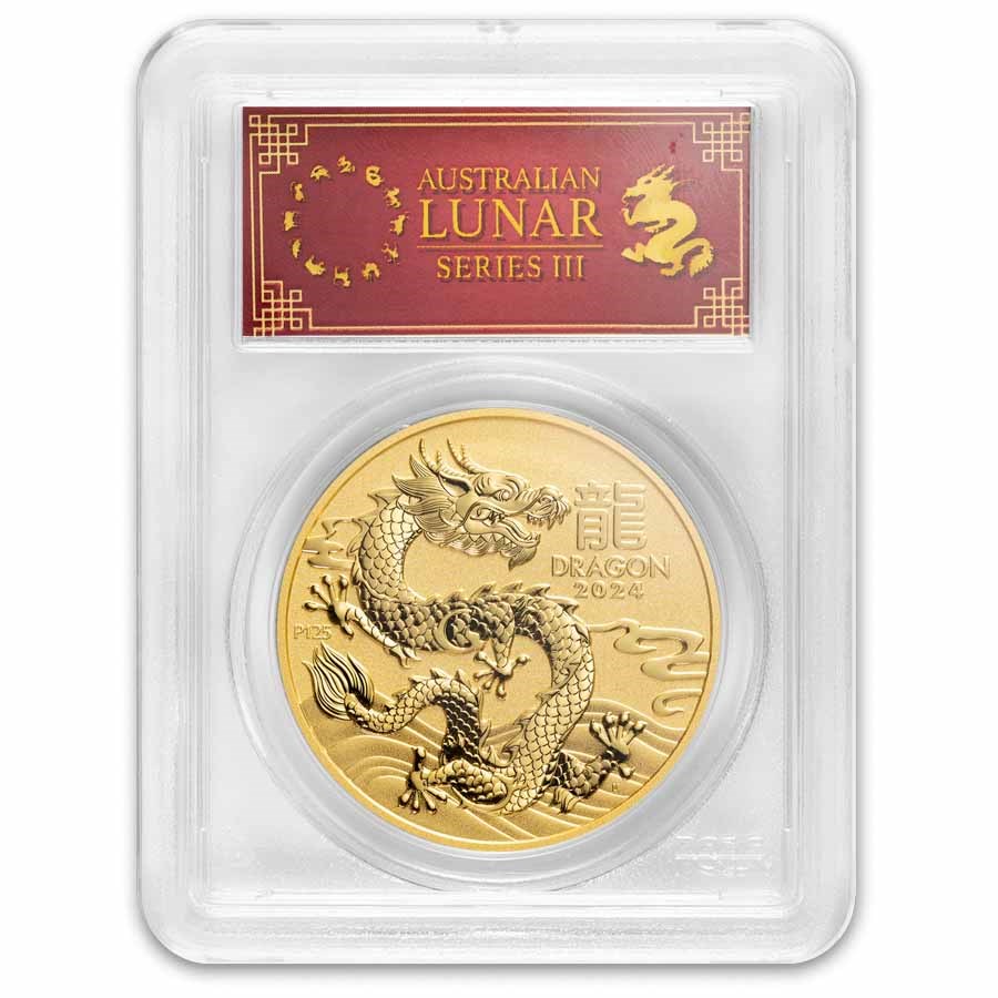 2024 Australia 2 oz Gold Lunar Dragon MS-70 PCGS (Red Label)