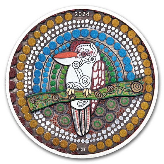 2024 Australia 2 oz Silver Colorized Kookaburra (Antiqued)