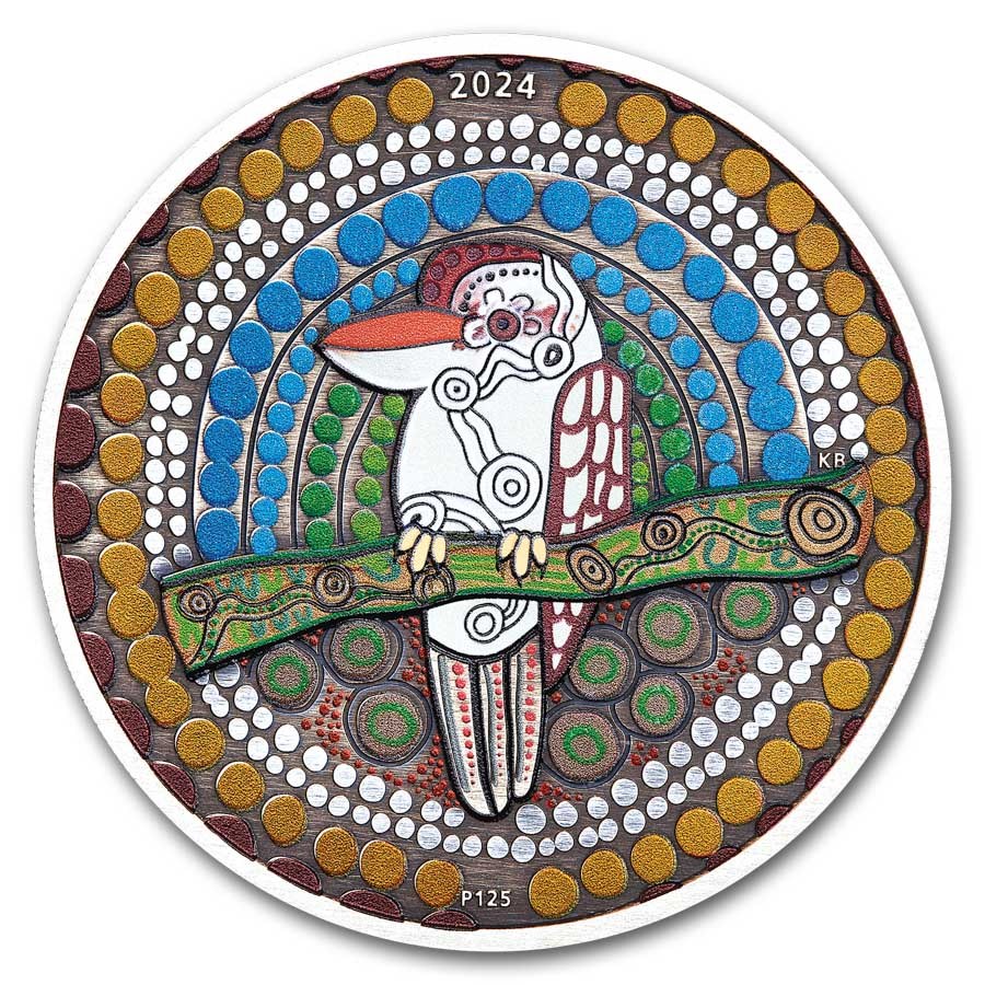 2024 Australia 2 oz Silver Colorized Kookaburra (Antiqued)