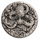 2024 Australia 2 oz Silver Year of the Dragon Antiqued (No Box)