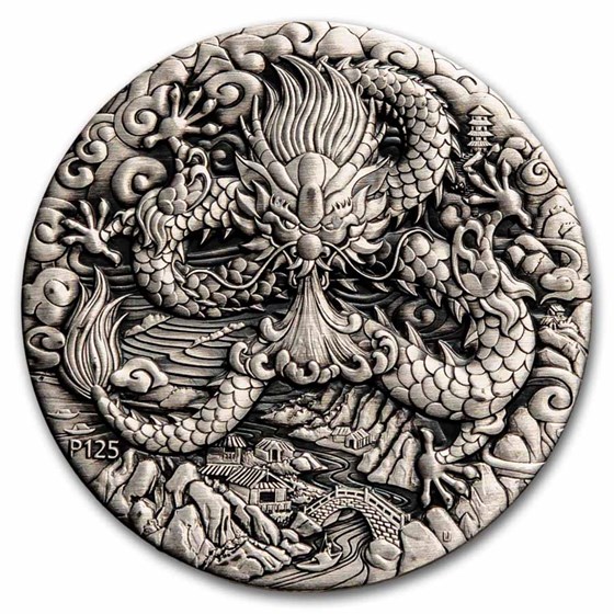 2024 Australia 2 oz Silver Year of the Dragon Antiqued (No Box)