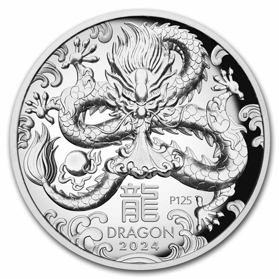 2024 Australia 5 oz Silver Lunar Dragon Proof (HR, w/Box & COA) 2024 Australia 5 oz Silver Lunar Dragon Proof (HR, w/Box & COA)