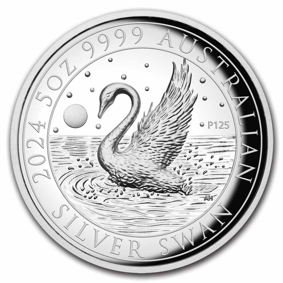 2024 Australia 5 oz Silver Swan Proof (High Relief, w/Box & COA)
