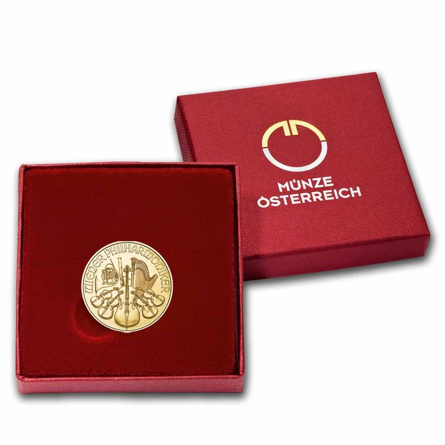 2024 Austria 1/10 oz Gold Philharmonic BU Holiday Box