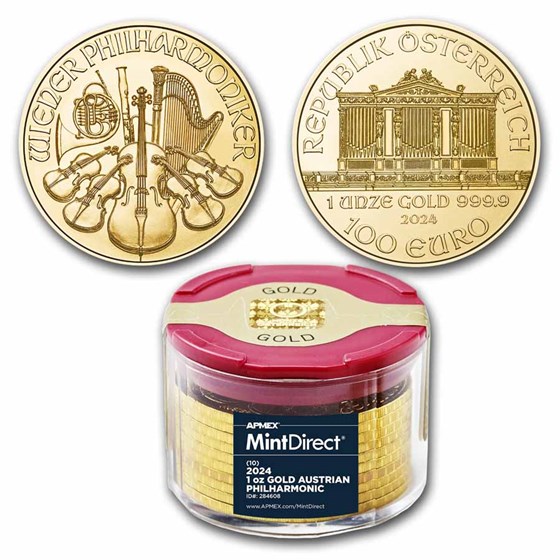 2024 Austria 1 oz Gold Philharmonic (10-Coin MintDirect® Tube) 2024 Austria 1 oz Gold Philharmonic (10-Coin MintDirect® Tube)
