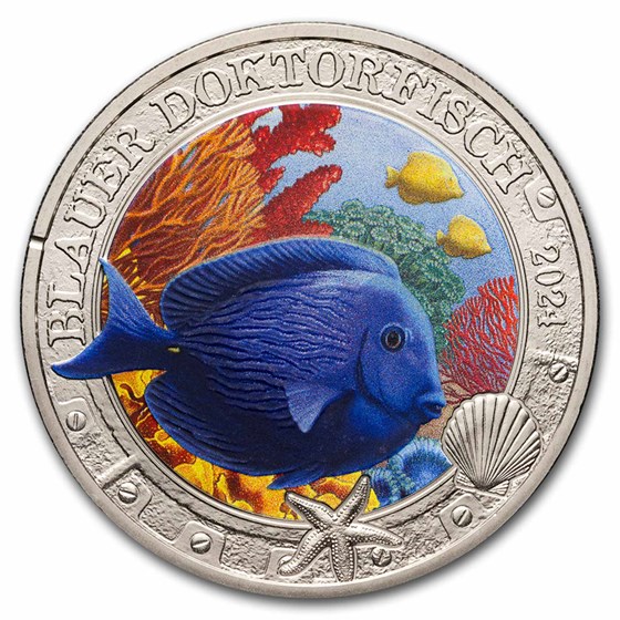 2024 Austria Cupro-Nickel €3 Marine Life (Blue Doctorfish) 2024 Austria Cupro-Nickel €3 Marine Life (Blue Doctorfish)