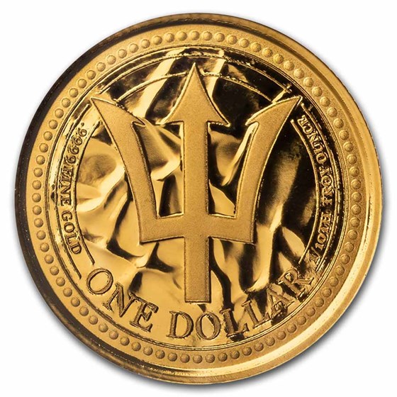 2024 Barbados 1/10 oz Gold Trident BU 2024 Barbados 1/10 oz Gold Trident BU