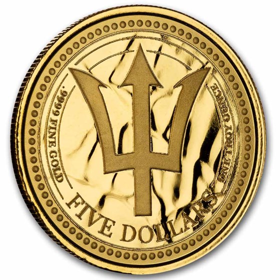 2024 Barbados 1 oz Gold Trident BU 2024 Barbados 1 oz Gold Trident BU