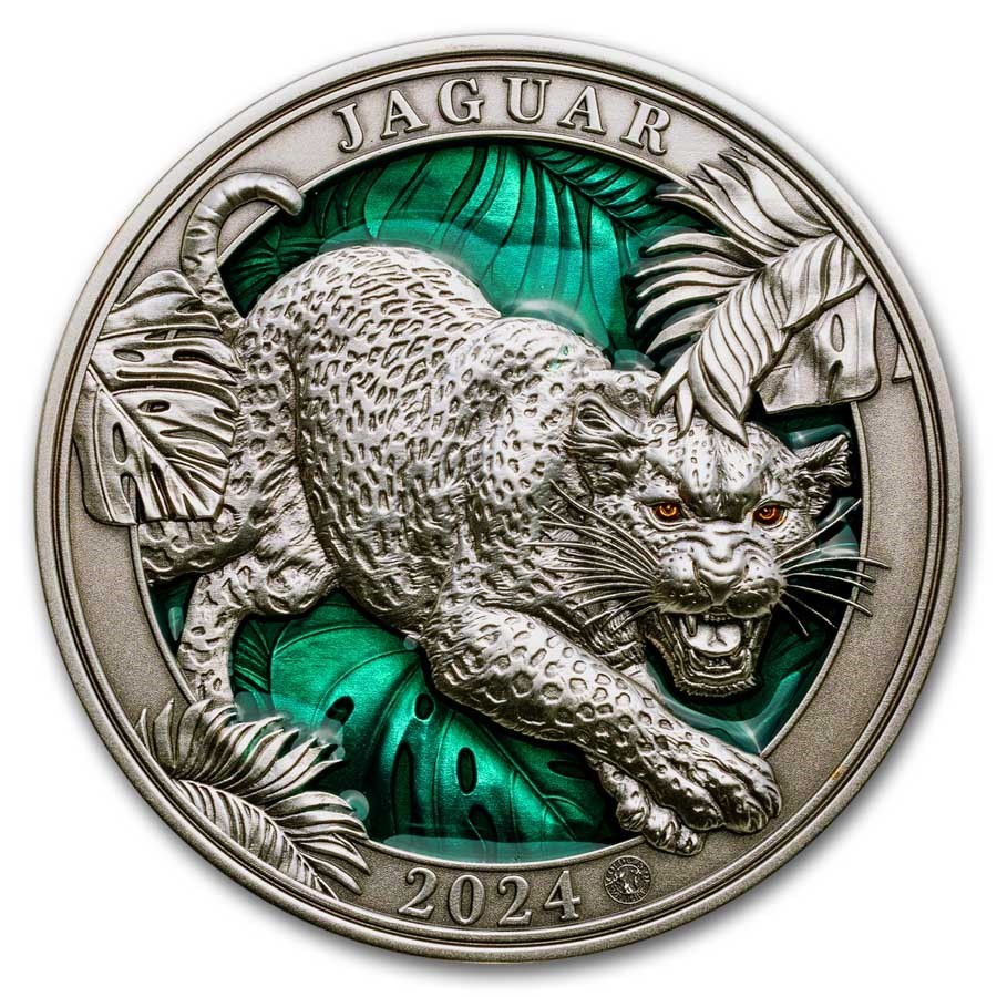 2024 Barbados 3 oz Silver Colors of Wildlife: Jaguar