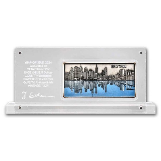 2024 Barbados 3 oz Silver New York at Night (with COA) 2024 Barbados 3 oz Silver New York at Night (with COA)