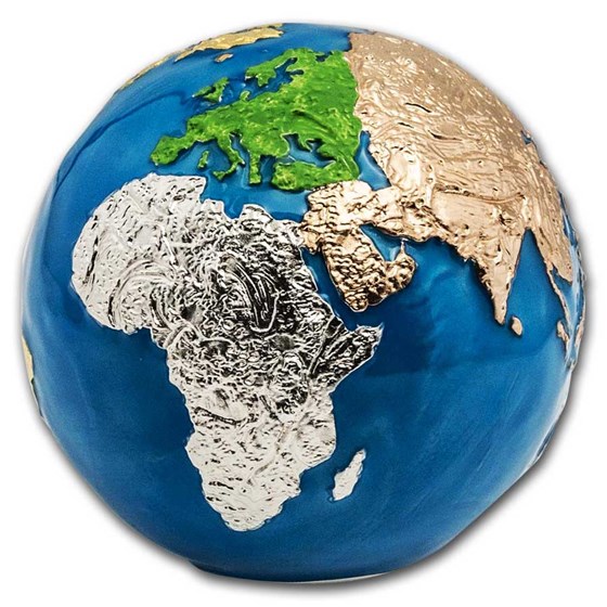 2024 Barbados 5 oz Silver Blue Marble Earth (with Box & COA) 2024 Barbados 5 oz Silver Blue Marble Earth (with Box & COA)