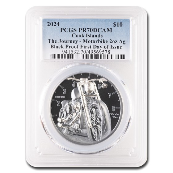 2024 C. Islands 2 oz Silver Train: Motorbike Black PR-70 PCGS FDI 2024 C. Islands 2 oz Silver Train: Motorbike Black PR-70 PCGS FDI