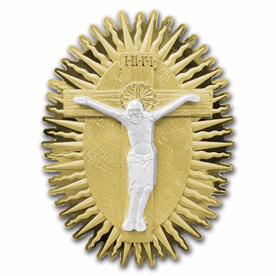 2024 Cameroon 1 oz Silver Crucifix w/ Gold Gilding 2024 Cameroon 1 oz Silver Crucifix w/ Gold Gilding