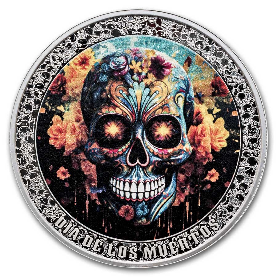 2024 Cameroon 1 oz Silver Dia de Los Muertos: Mechanical Skull