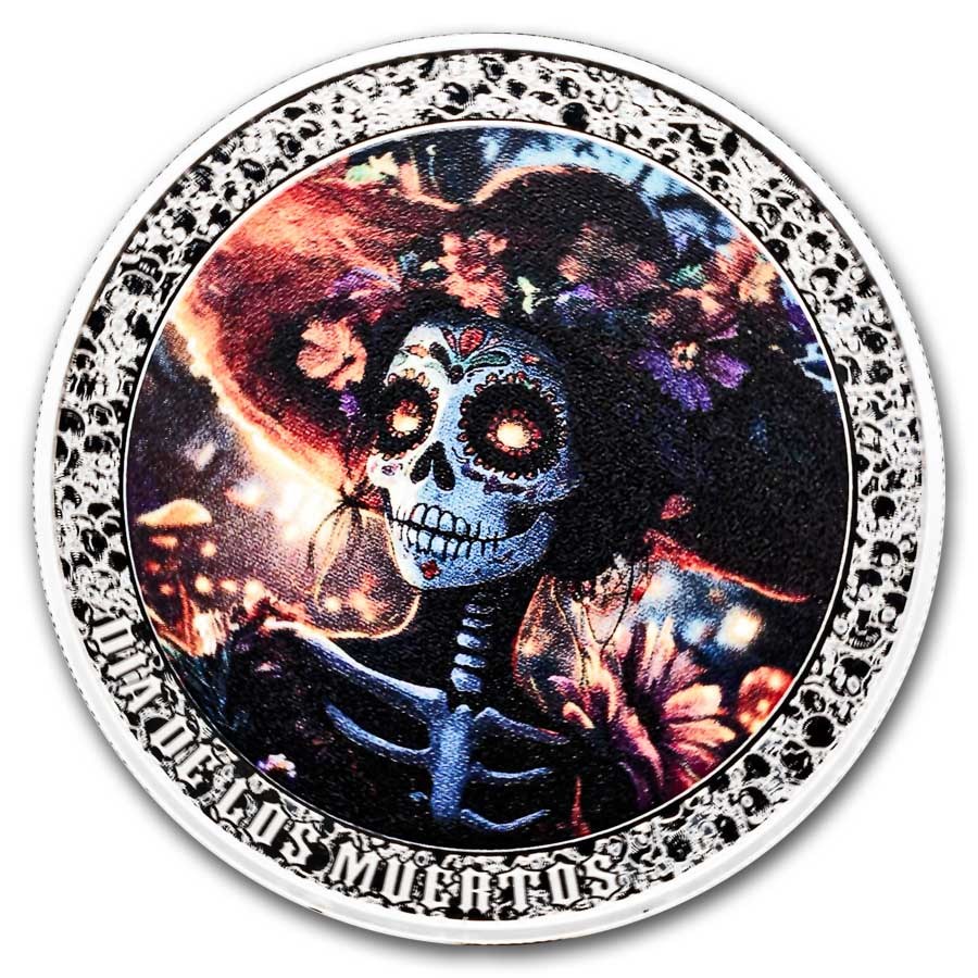 2024 Cameroon 1 oz Silver Dia de Los Muertos: Skull Woman w/ Hat