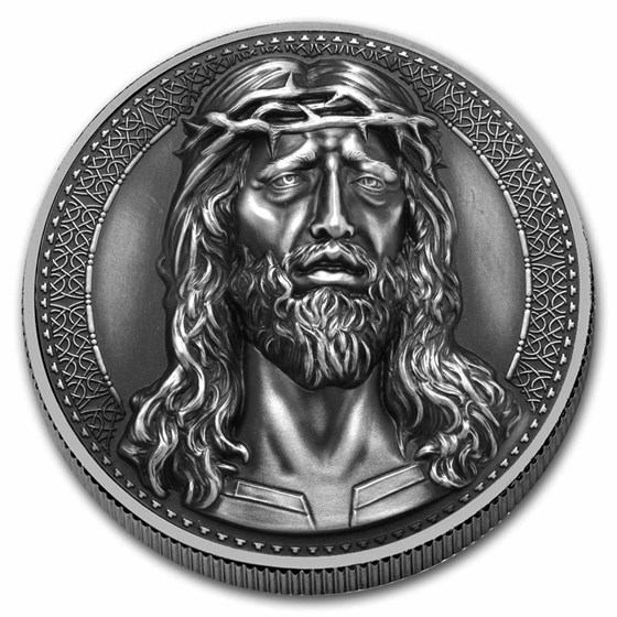 2024 Cameroon 1 oz Silver UHR Antique Jesus with Crown of Thorns 2024 Cameroon 1 oz Silver UHR Antique Jesus with Crown of Thorns
