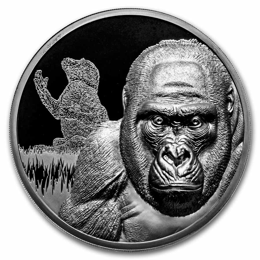 2024 Cameroon 2 oz Silver Black Proof Growing Up: Gorilla