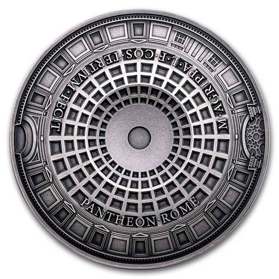 2024 Cameroon 5 oz Silver Antique Eye of Pantheon with Marble 2024 Cameroon 5 oz Silver Antique Eye of Pantheon with Marble
