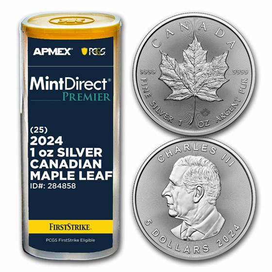 2024 CAN Silver Maple Leaf (25-Coin MD® Premier Tube + PCGS FS) 2024 CAN Silver Maple Leaf (25-Coin MD® Premier Tube + PCGS FS)