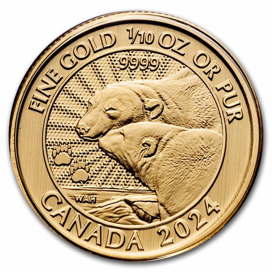 2024 Canada 1/10 oz Gold $5 The Majestic Polar Bears 2024 Canada 1/10 oz Gold $5 The Majestic Polar Bears